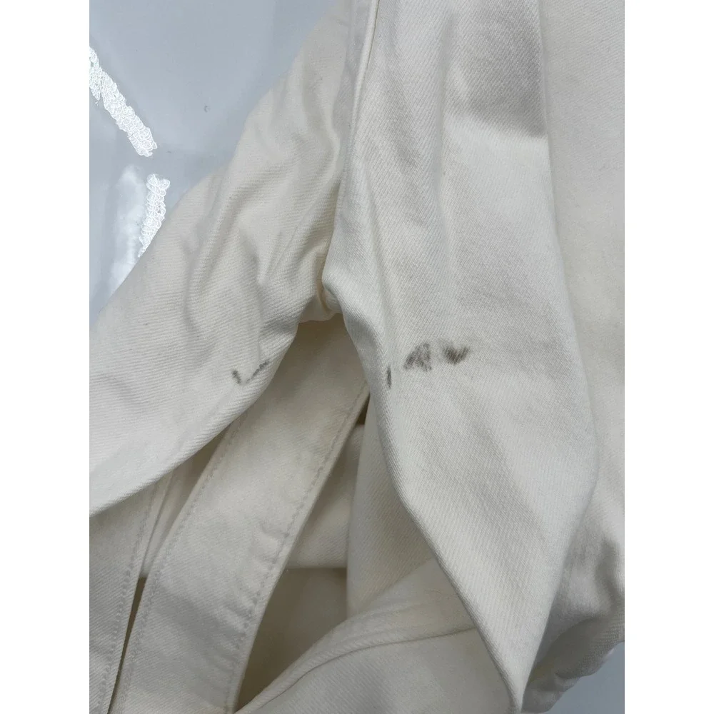 Abercrombie & Fitch White Mom Jean Tie Waist High Rise Button Fly Size 26 2R